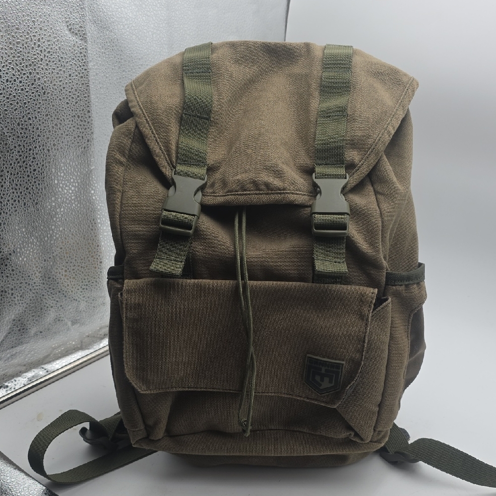 Cannae Pro Gear Sarcina Open Top Rally Olive Green Canvas Backpack